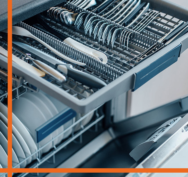 close-up-of-a-dishwashers-drawers-filled-with-dishes-fort-collins-co
